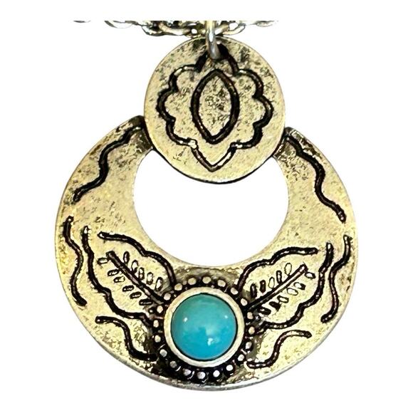 Attitude Jewelry Montana Silversmiths Hoop Earrings & Necklace Turquoise Western - Picture 9 of 10